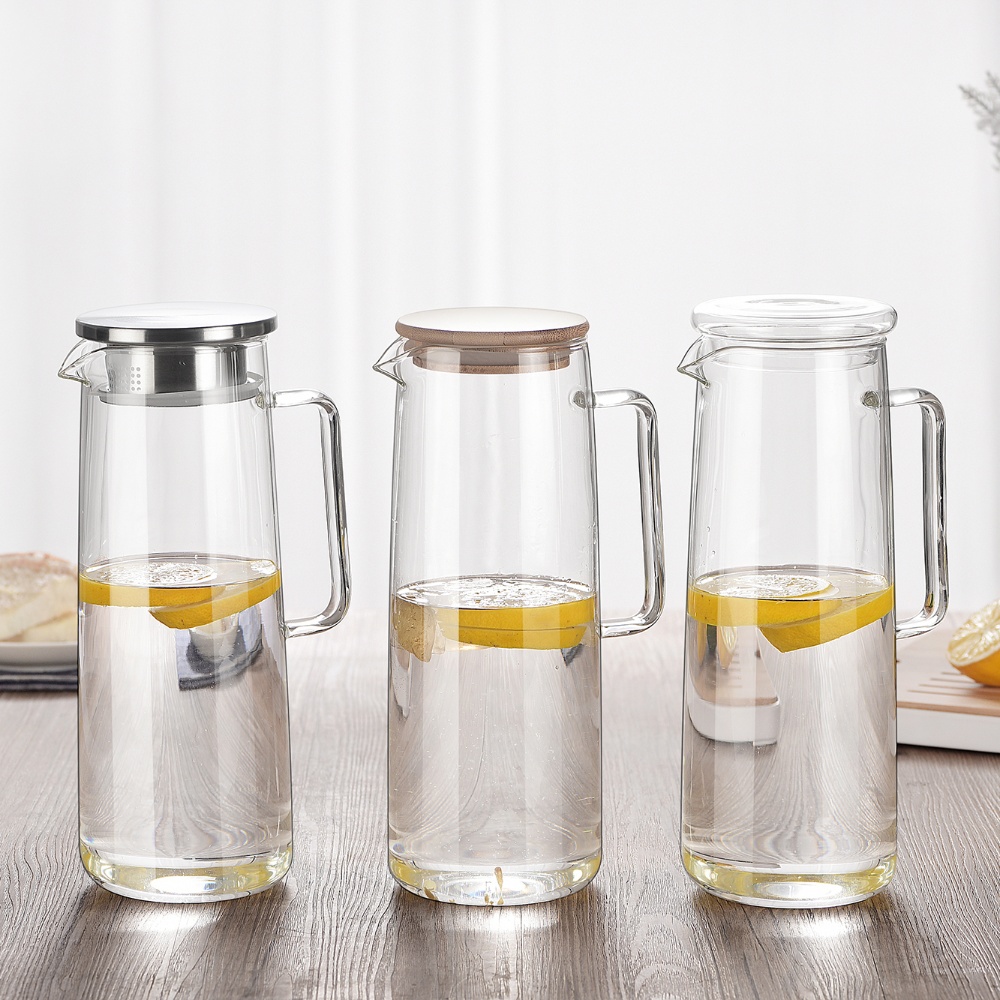 Wholesale Juice Containers Drink Pitcher with Lid Glass Cold Water Jug Sun Tea Jar