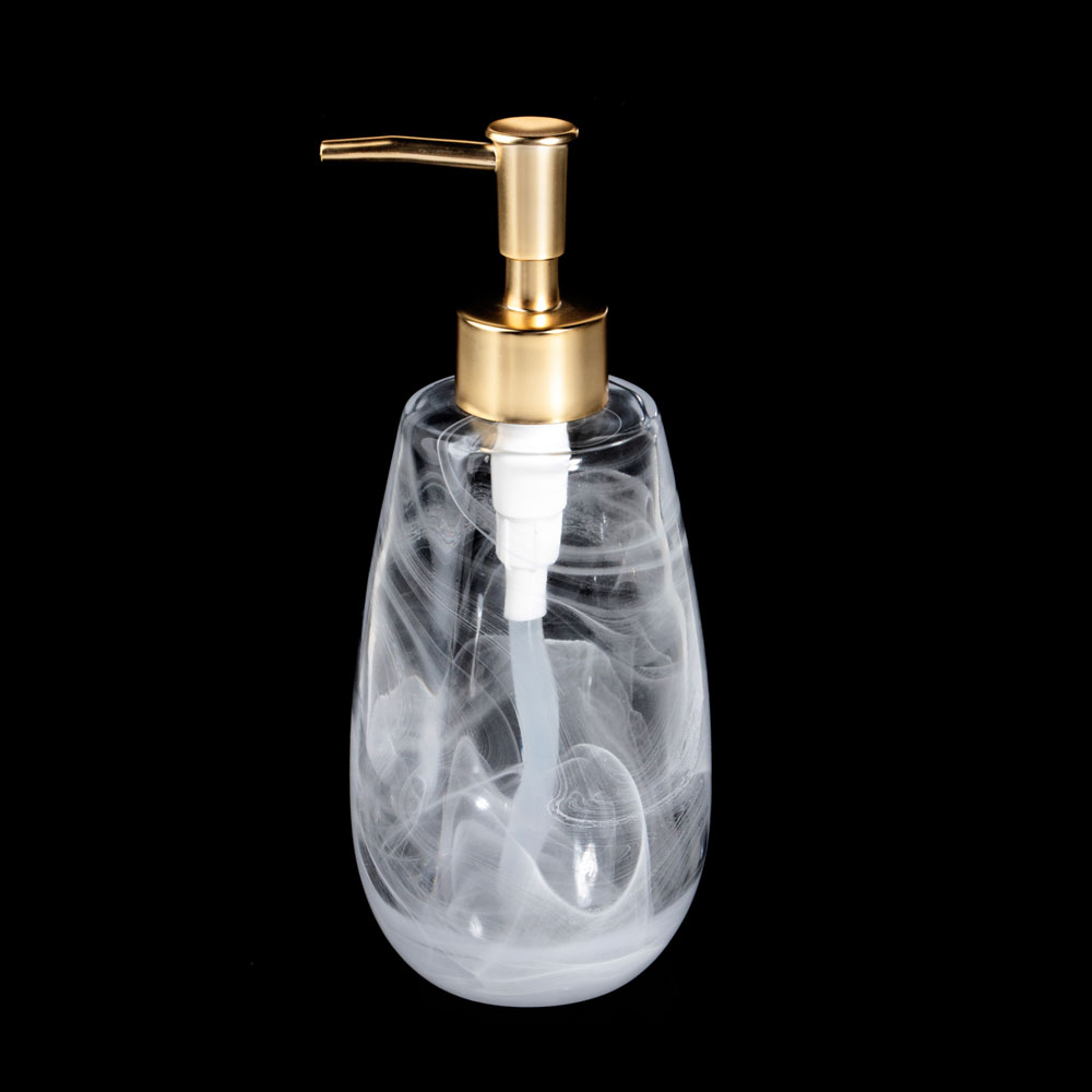 Produzione di dispenser di sapone in vetro Aura per il bagno