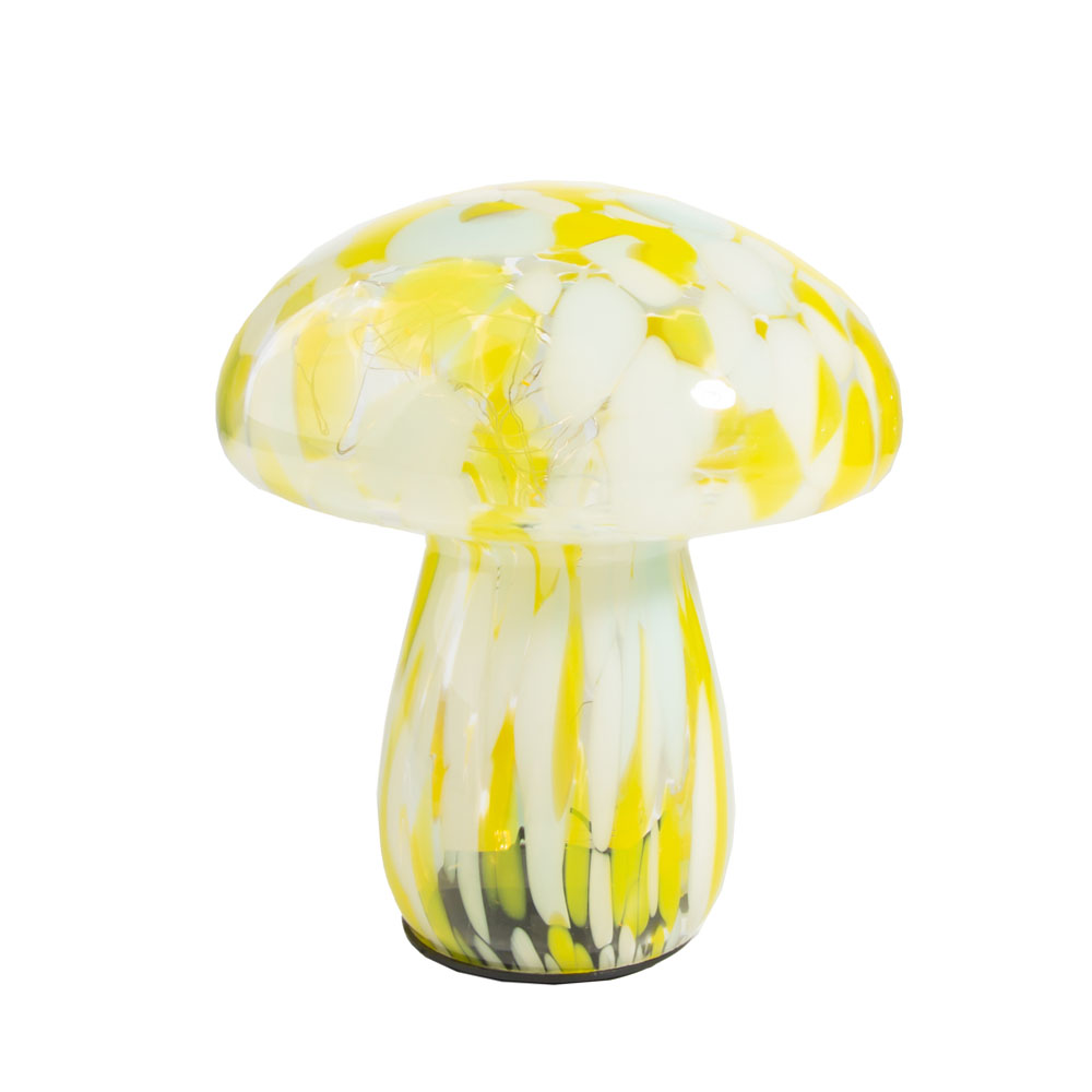 Glass Mushroom LED Lamp 15x17cm Lemon and Mint