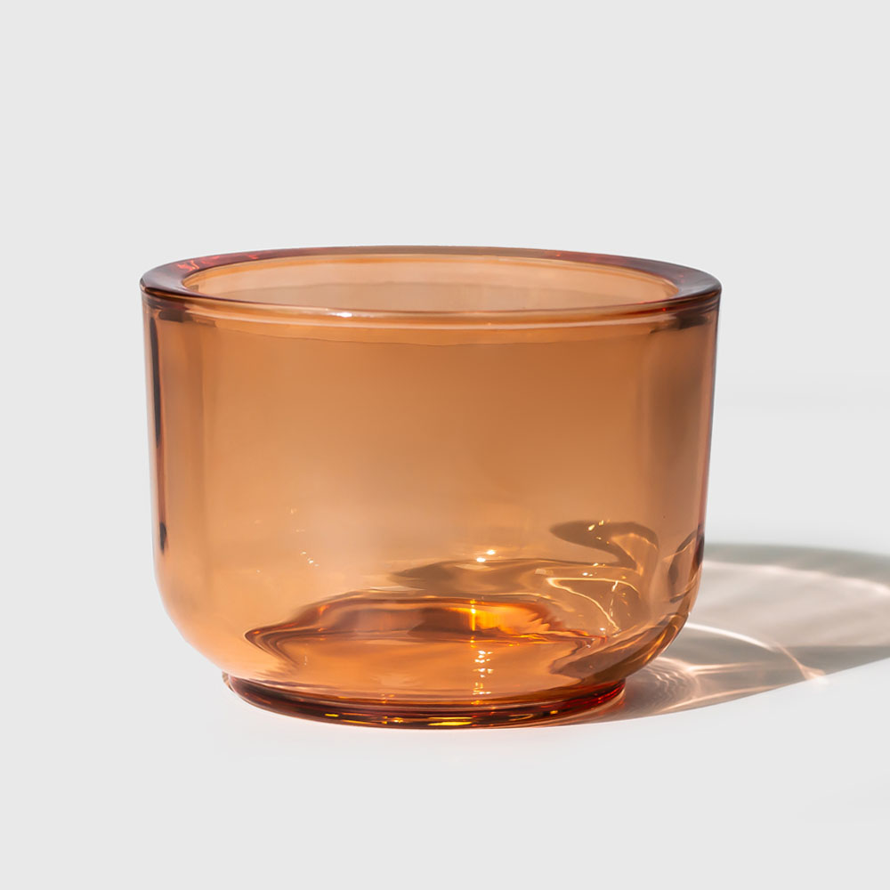Heavy Quality Orange Glass Candle Vessel Supply