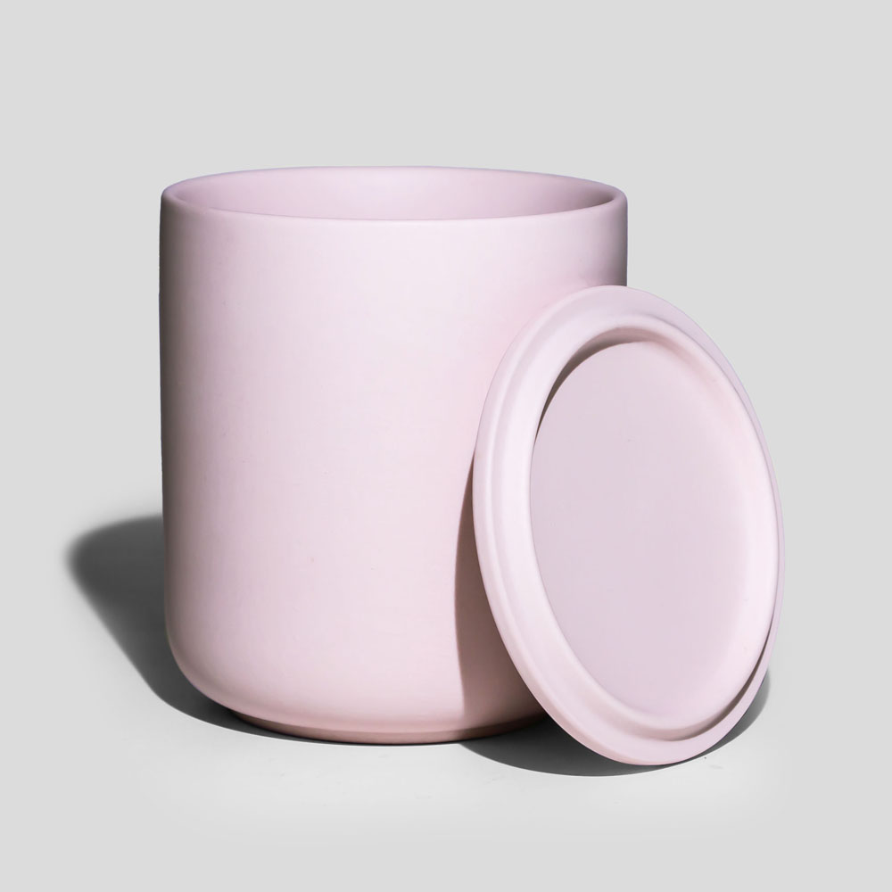 Modern Pink Ceramic Candle Vessel 10oz