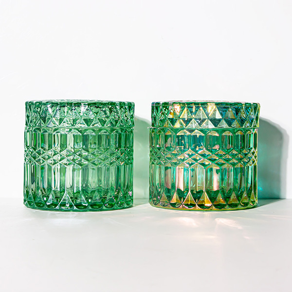 Lacquering Green 6oz Diamond Glass Jar and Lid