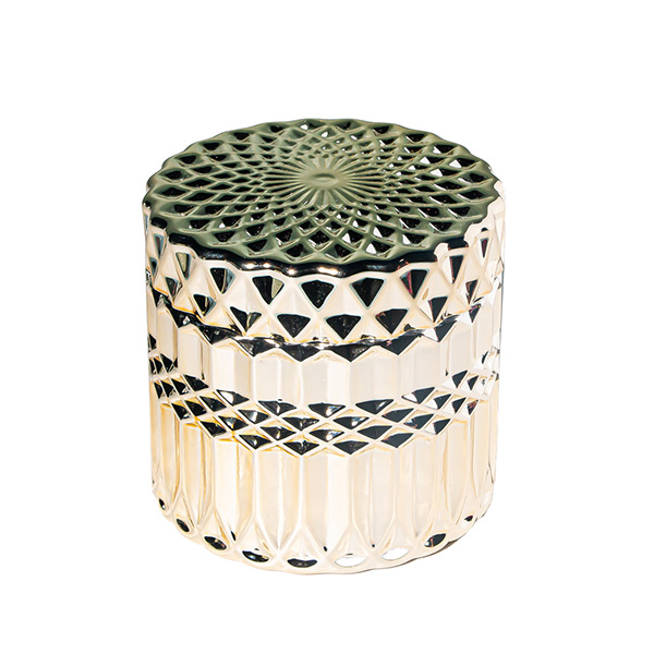 6oz Metallic Gold Crystal Candle Jar with Lid