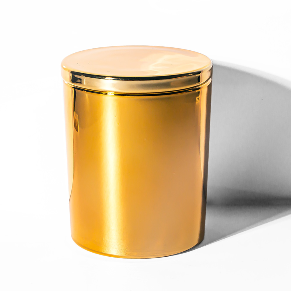 9oz Lustrous Gold Candle Glass Jar with Lid