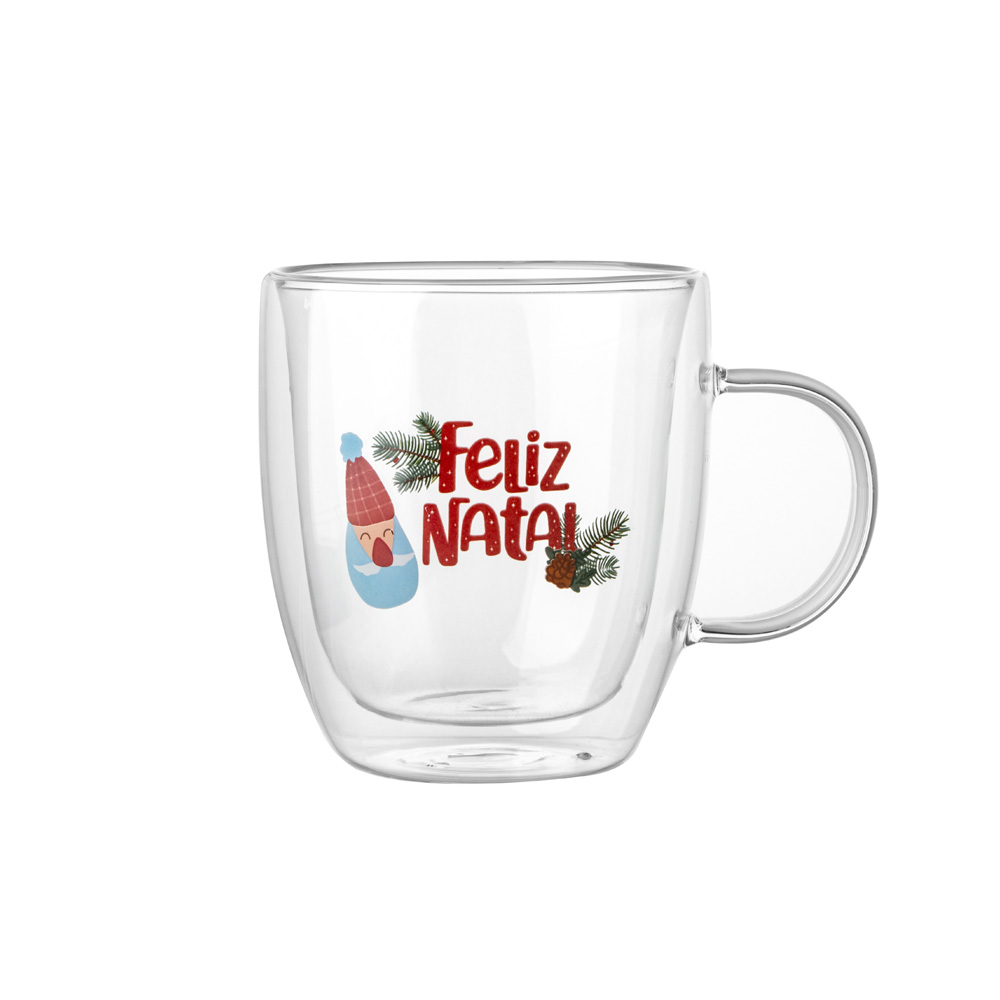 Tazza di caffè in vetro a doppia parete a doppia parete con maniglia per vacanza