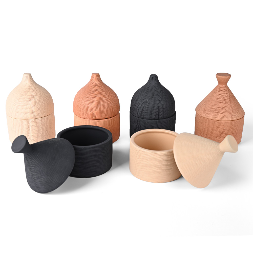 Decorative Storage Jars with Textured Lids for Modern Home Decor