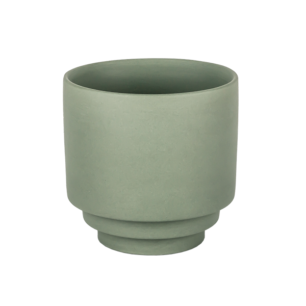 كوب سيراميك أخضر بسيط من الصين مع قاعدة مكدسة