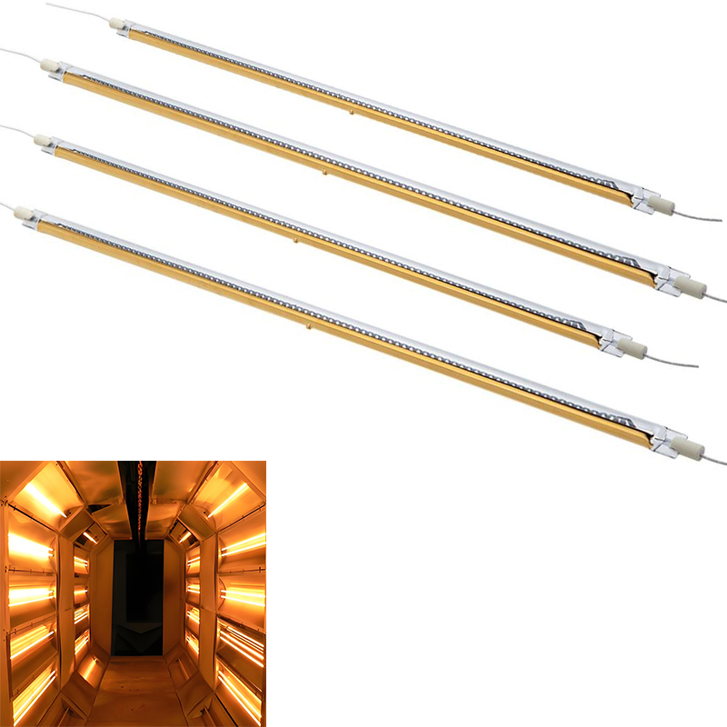 Wholesale Customized Half Gold Twin Quartz Tube 500w Halogen Infrared Heating Lamp for Chicken Bathroom