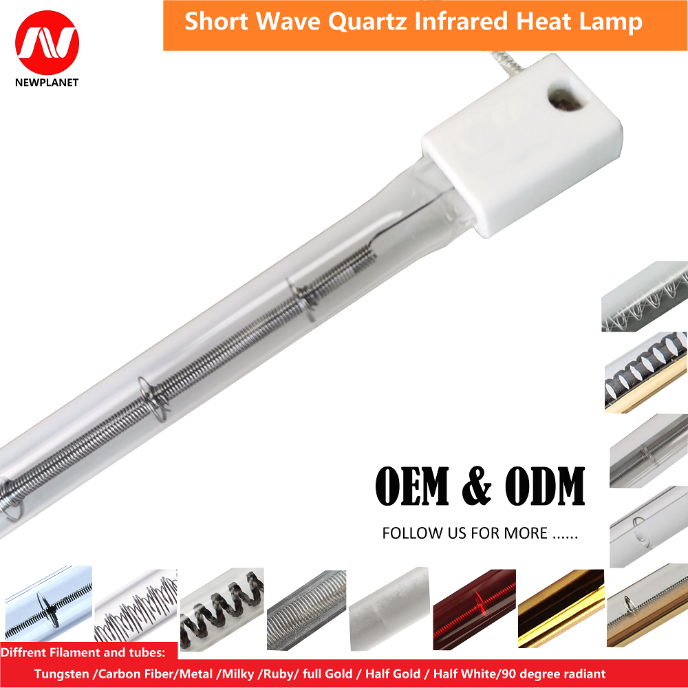 Tungsten Filament Quartz Glass Halogen Heater Halogen tubes1500W 2000W Infrared Heat Lamp