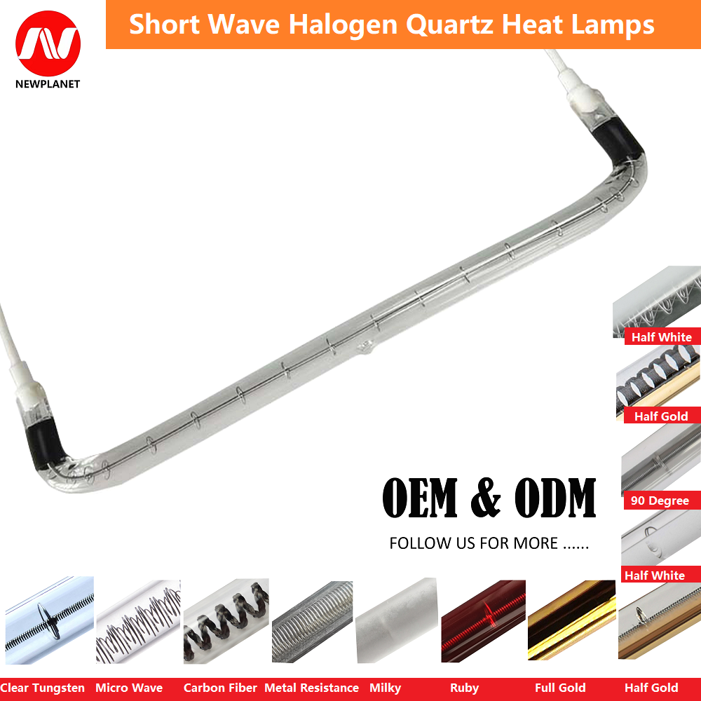 1000W 230V Clear Curve Lamp IR Quartz Heat Lamp for Infrared Heating Tube Drying Equipment