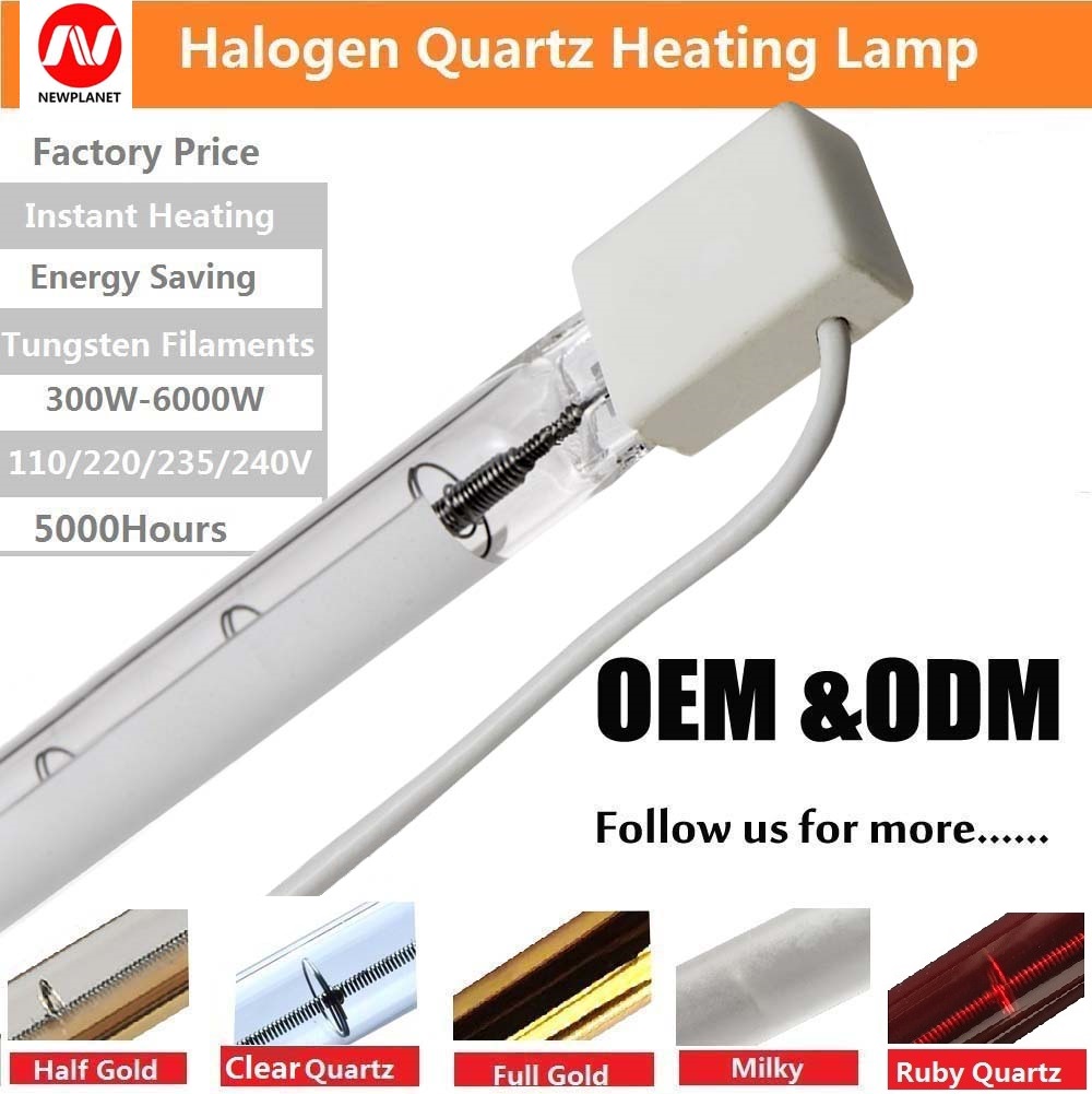 Half White Tungsten Quartz Halogen Short Wave Infrared Paint Curing Drying Lamp