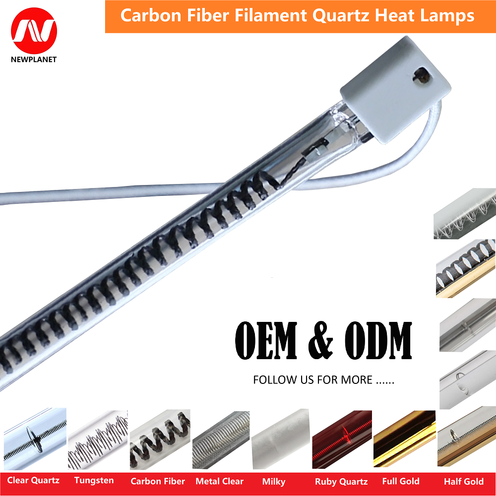 1200mm 380V 2500W 12mm Tube Diameter Clear Halogen Lamp Infrared Quartz Heating Tube
