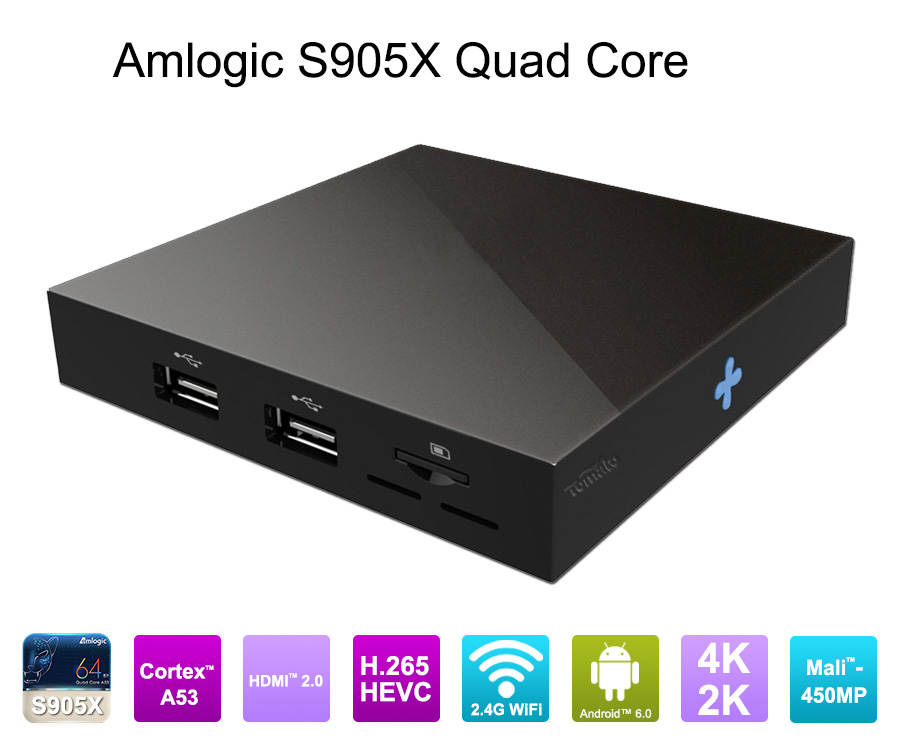 Потоковое мультимедиа 1080P Amlogic S905X Android TV Box