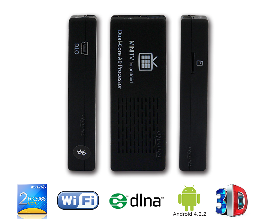Caixa de TV Android inteligente RK3066 Dual Core 1.6GHz Cortex A9 Android 4.2.2 Caixa de TV