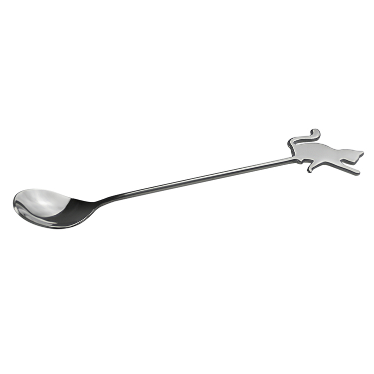High Quality Durable Stainless Steel Cutlery Dessert Long Cat Shape Spoon