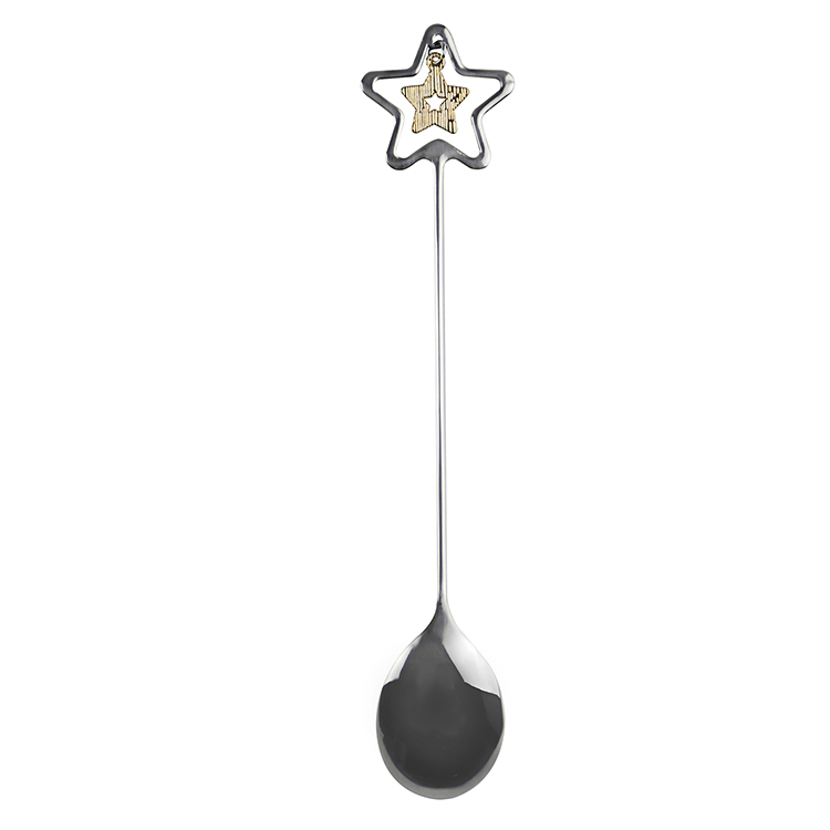 Custom Kitchen Tea Spoon Food Grade Stainless Steel Stars Shape Silver Spoon