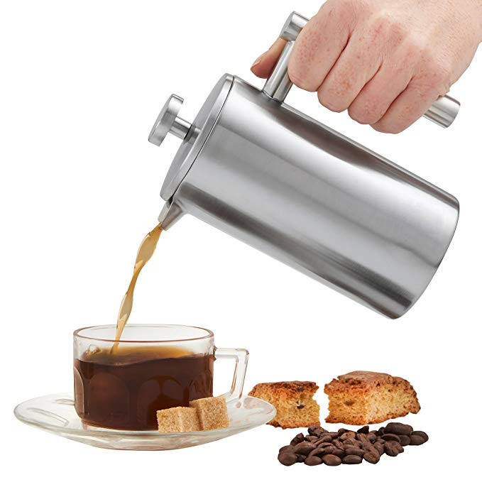 Stainless Steel Franse pers Coffee Tea Pot Double Walled
