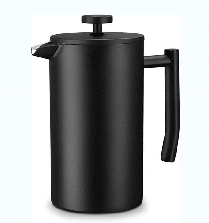 Support Customized Logo Black Double Wall Food Grade Stainless Steel French Press Coffee Maker
