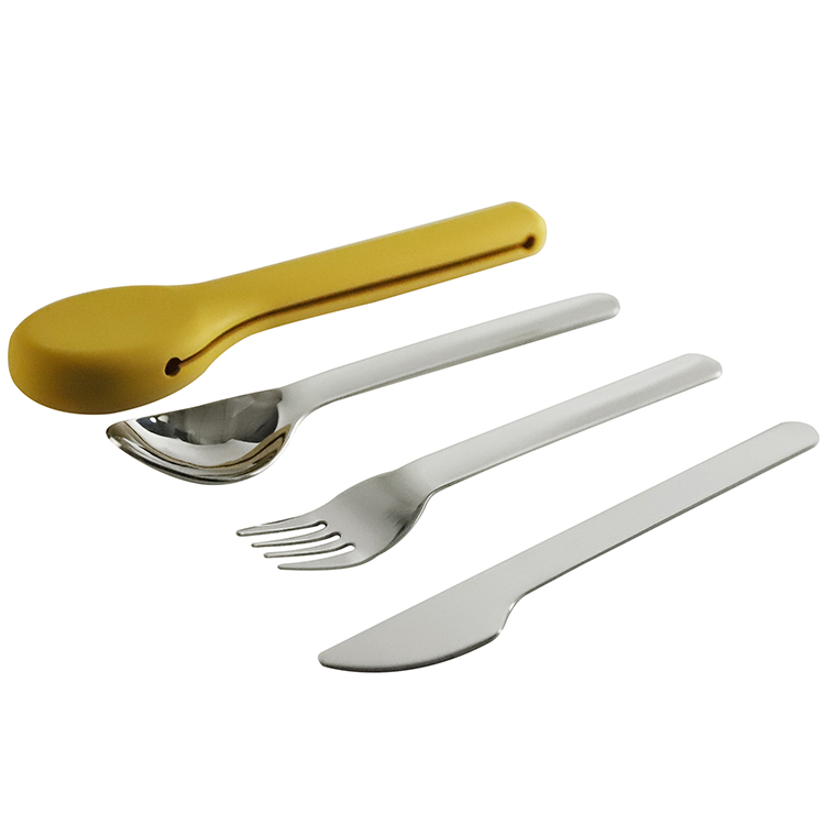 优质 3 件套便携式不锈钢旅行餐具套装勺子刀叉户外餐具套装