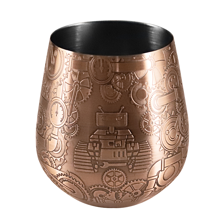 China stainless steel etch copper wine tumbler manufacturer,China stainless steel cocktail glass factory