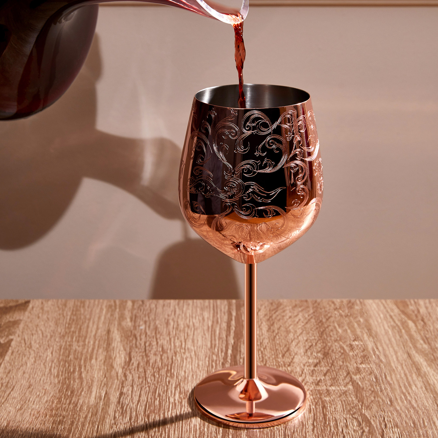 Etch Red Copper Stainless Steel Wine Glass