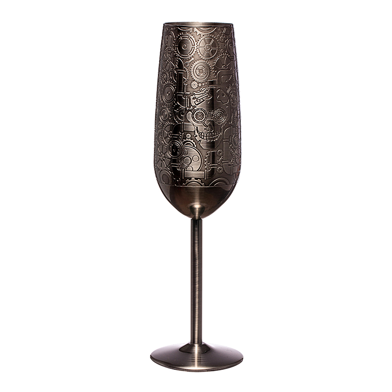 Copa de champán de acero inoxidable 304, copa de vino de color negro de 200ml