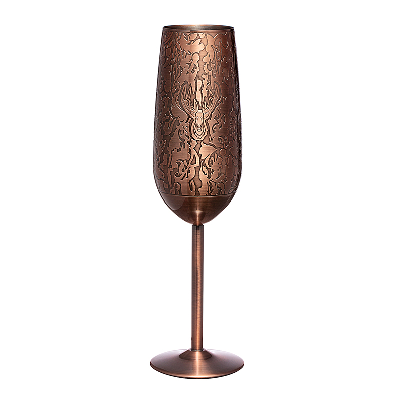 Unbreakable Stainless Steel Champagne Glasses 200ml Copper Baroque Style Wine Cup