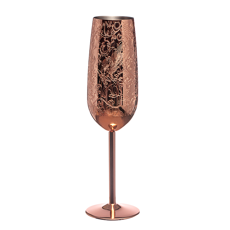 Etching Stainless Steel Champagne Flutes Glass 200ml Champagne Glasses For Parties And Anniversary