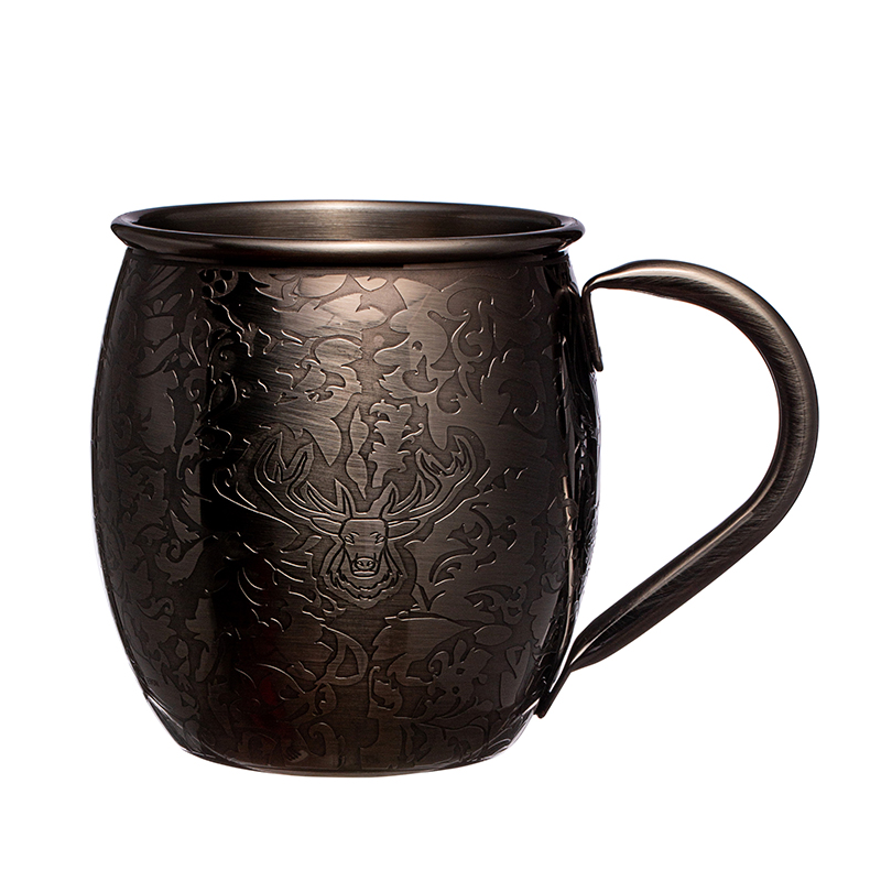 Etch Design Bar Tools Copper Black Beer Cocktail Cup Stainless Steel Moscow Mule Mug