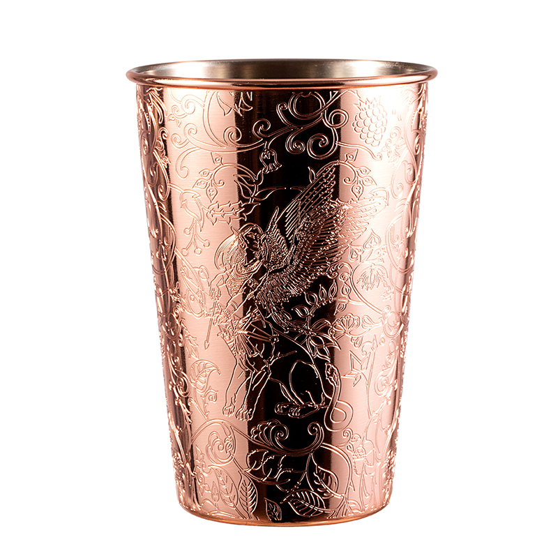 Etched Design Copper Black 304 Stainless Steel Cup For Travel Outdoor Camping