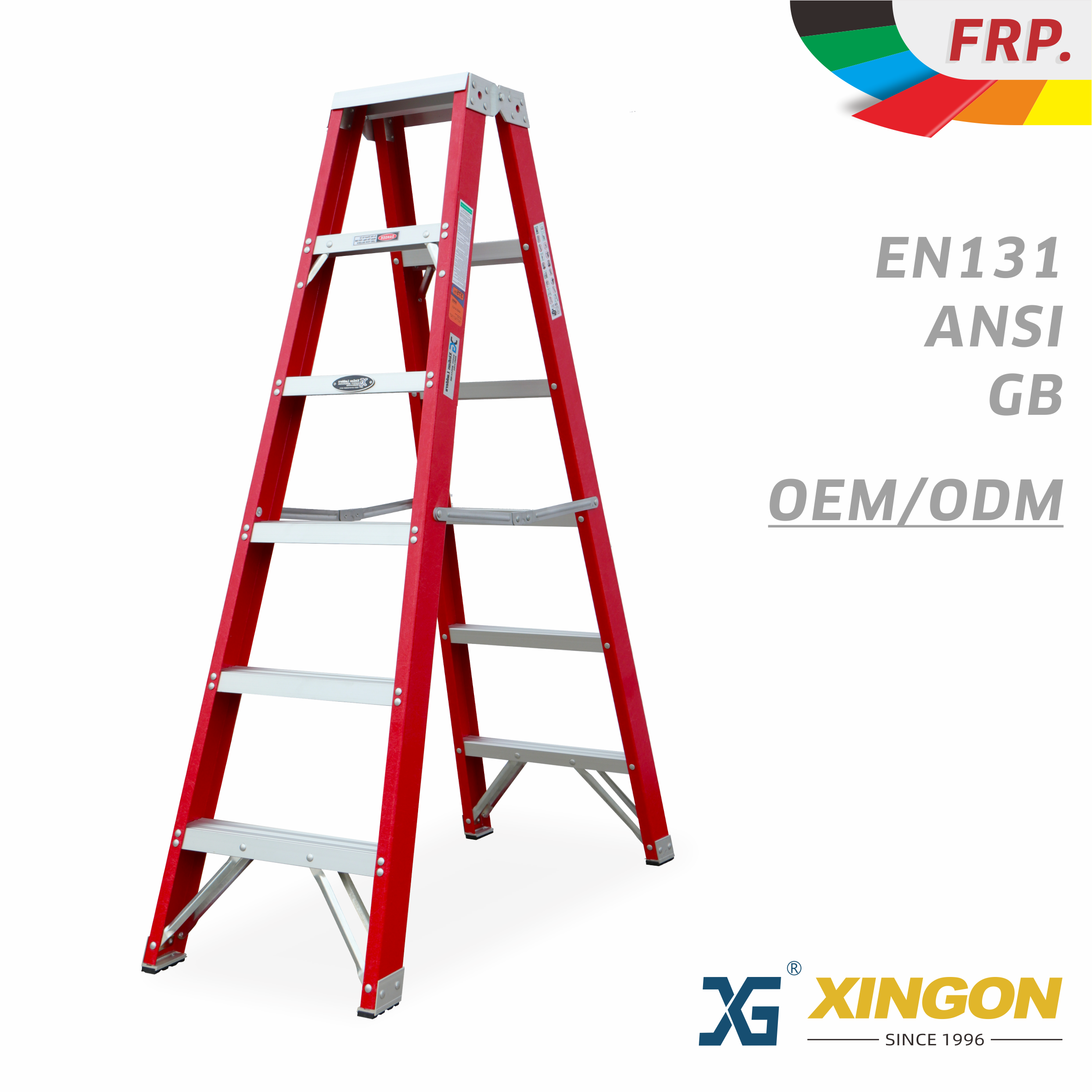 XG-107A  Heavy Duty Fiberglass Twin Step Ladder EN131/ANSI