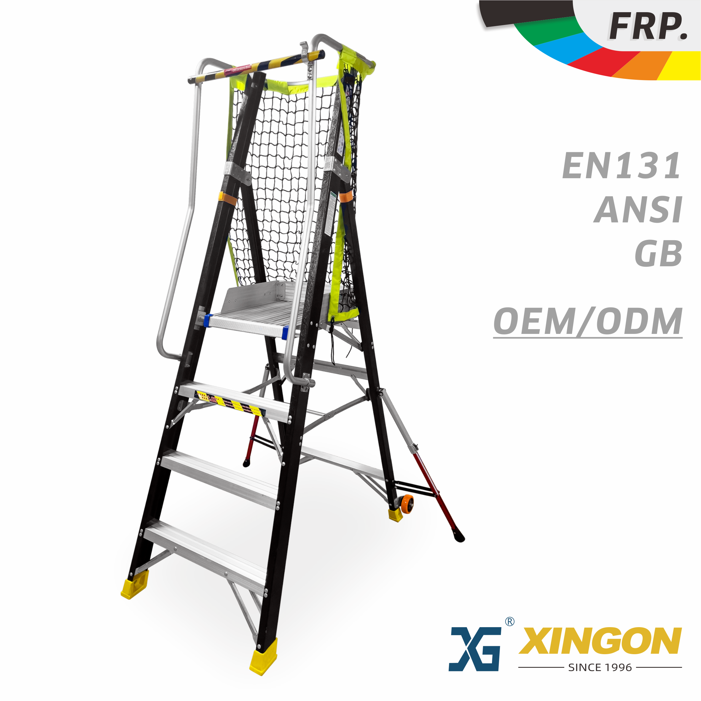 XG-152FD -professional-fiberglass-platform-step-ladder-with-safety-gate-ANSI