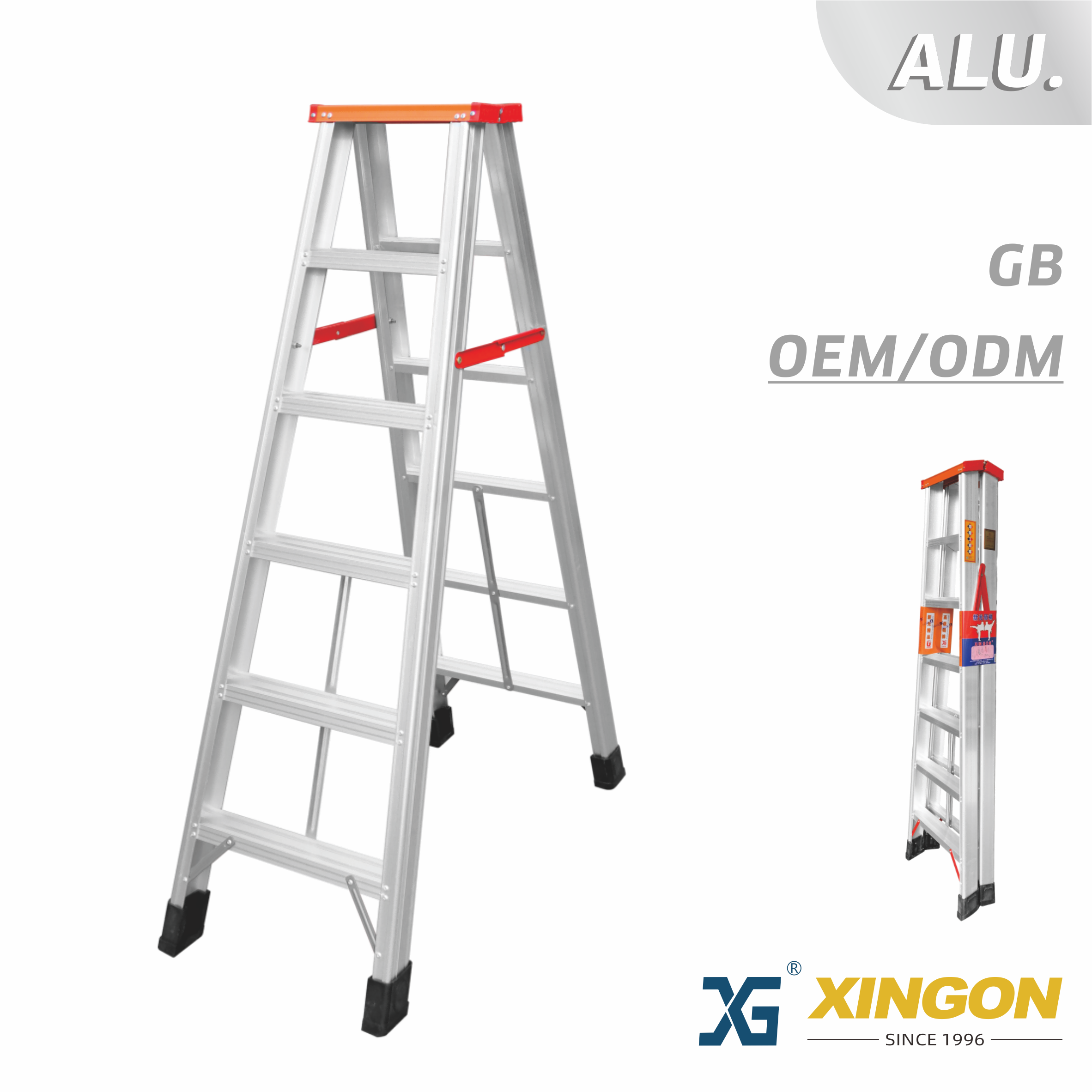 XG-103B/C 【АЛЮМИНИЙ】 Двусторонняя лестница А (для тяжелых условий эксплуатации)