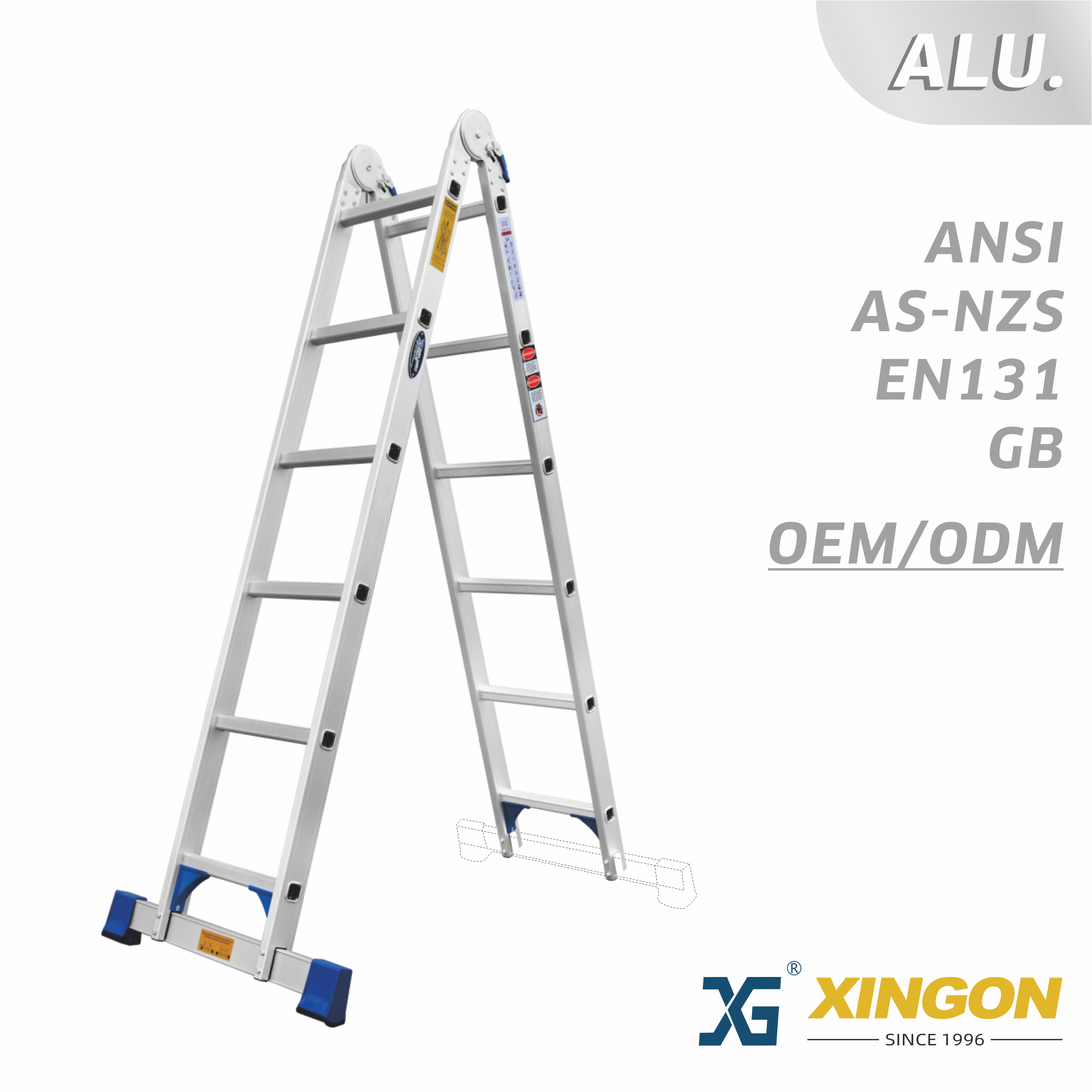 XG-113A 【ALUMINUM】 Multi-purpose Folding Ladder