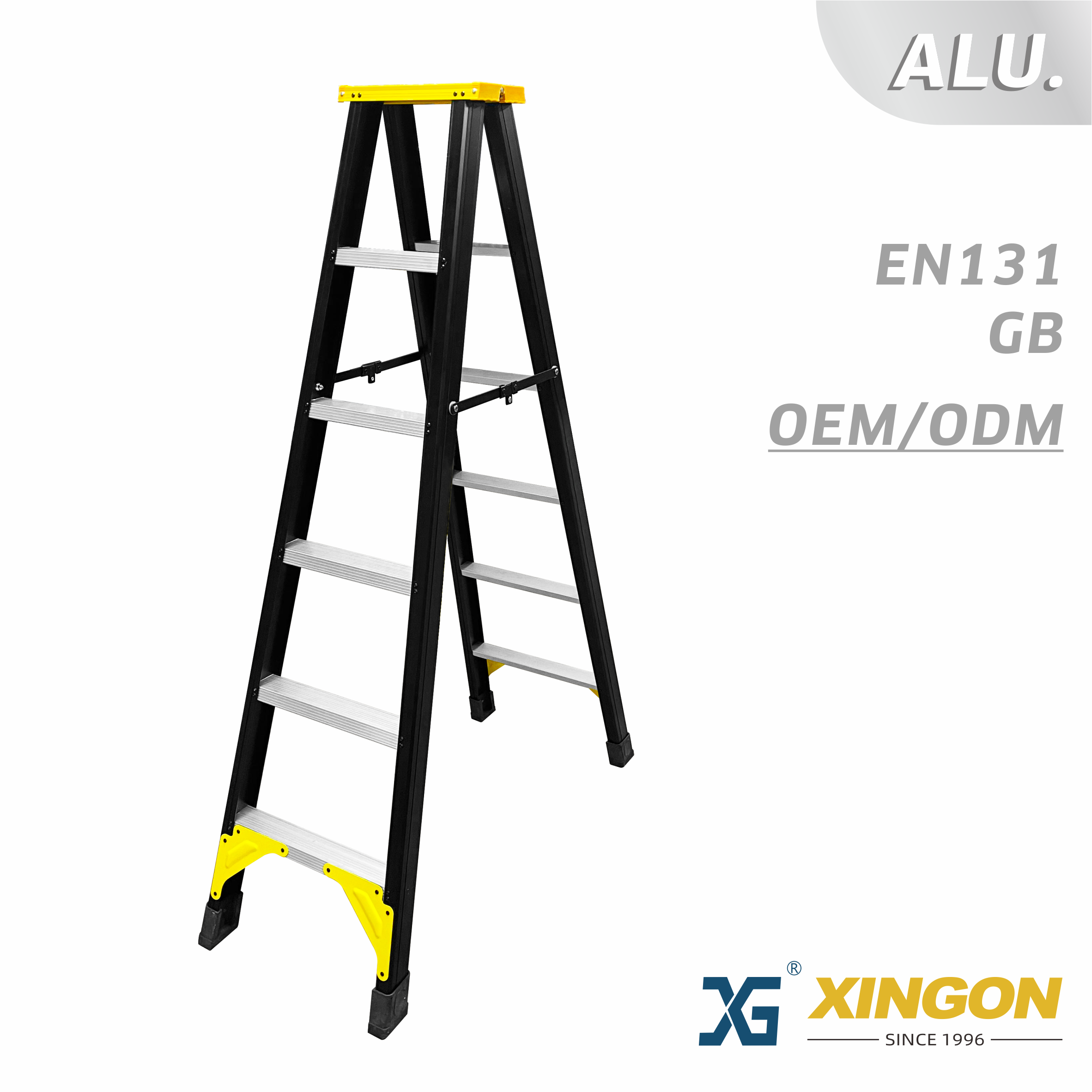 XG-323A 【ALUMINUM】 Household Black Step Ladder - COPY - 395lb3