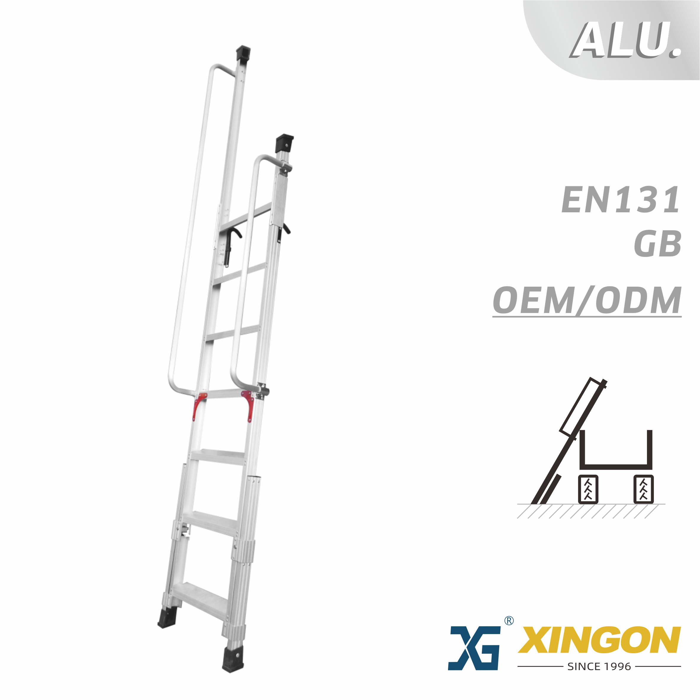 XG-258 【ALUMINIUM】 Échelle d'accès pour camion (réglable)