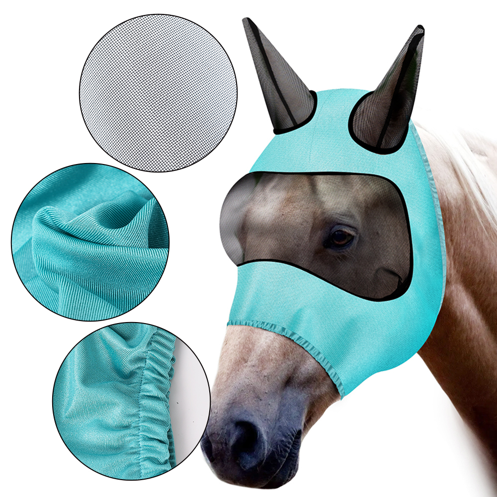 Лошадиная маска от мух, жуков, комаров, дышащая защитная маска для лошадей(ухо)