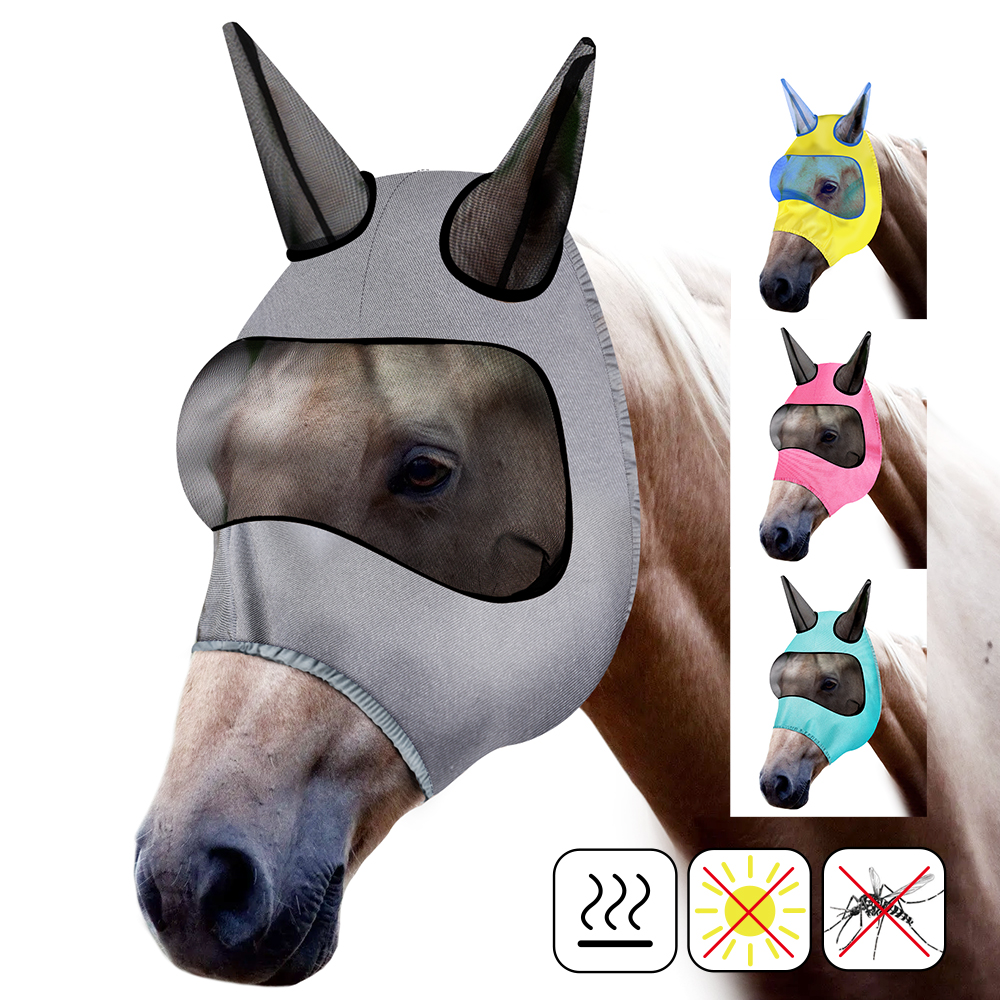 Accessoire d'équipement de masque de cheval respirant de protection de mouche de prévention de moustique d'insecte de masque de cheval