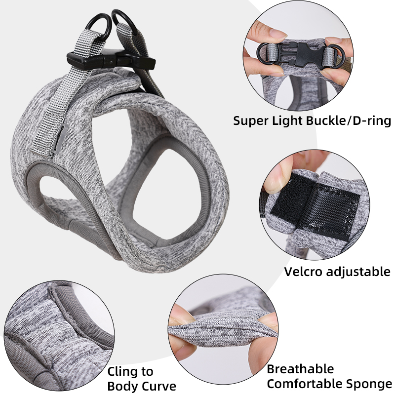 Breathable comfortable sponge super light adjustable custom dog chest harness set