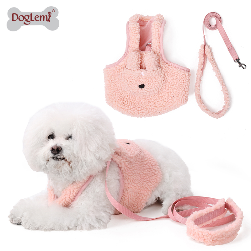 Rope Plush Vest Pet Dog Harness and Leash Set