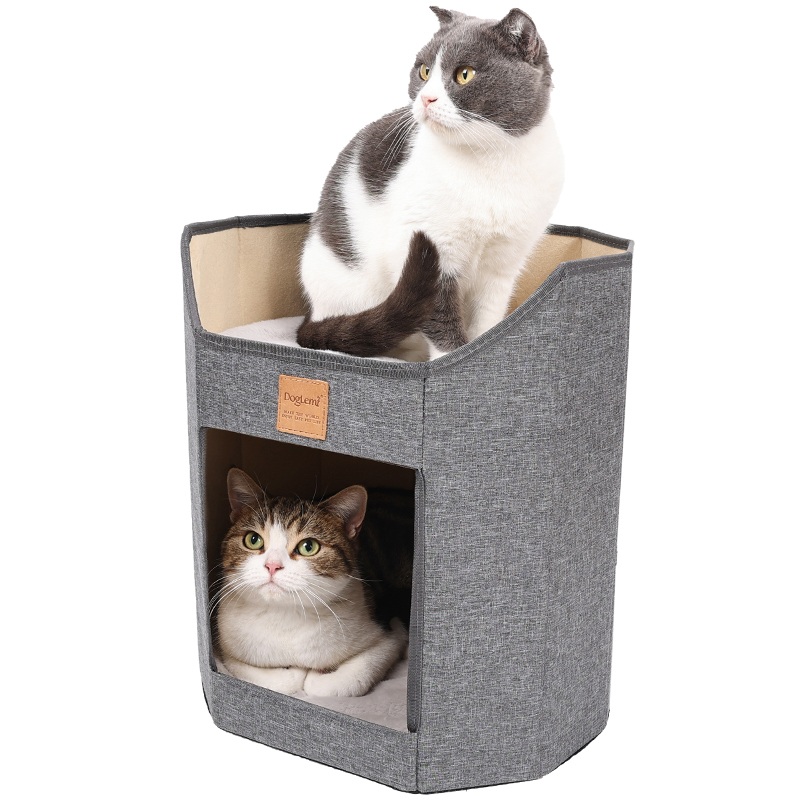 Arena para gatos plegable de cuatro estaciones de doble capa de selección de dos colores