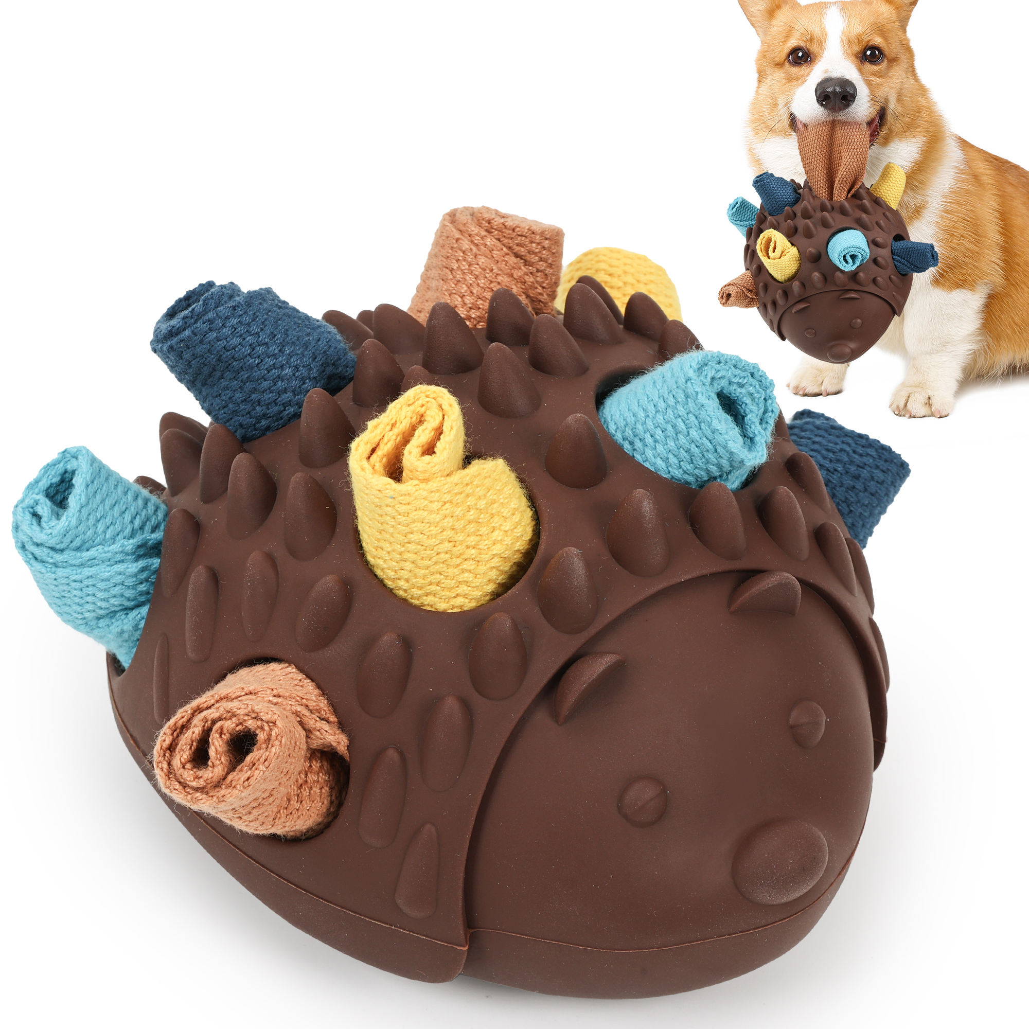 Custom logo dog rubber toy Little Hedgehog design nature rubber  interactive dog toy dog chew toy