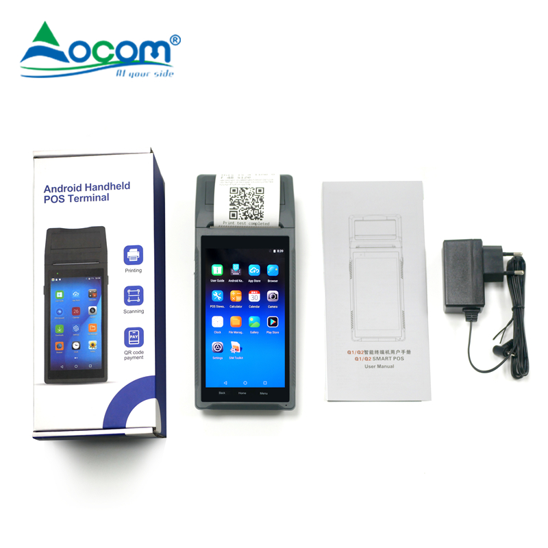 (POS-Q1 y POS-Q2) Impresora Térmica Caja Registradora Dispositivos de mano Pos Tienda de muestra Cajero Pos Tablet