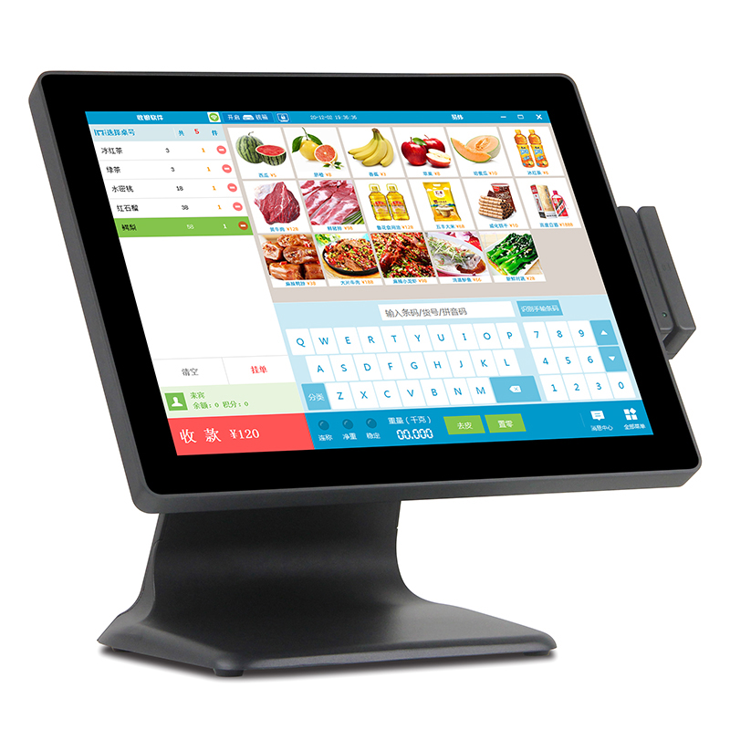 POS-1513 Metal housing Aluminum alloy base Windows 10 all in one Industrail pos system dual screen