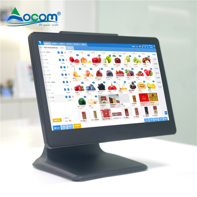 POS-1520 Alumium alloy stand pos all in one cashier table touch pos i3 system pos