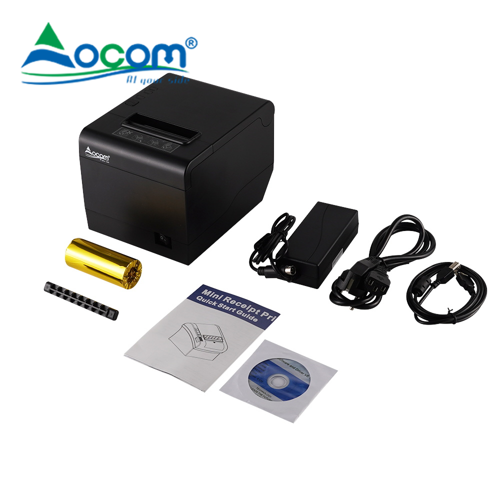 (OCPP-80K) Cortador automático Impressora térmica de 80 mm de alta velocidade de 3 polegadas com código de barras 1D e impressão de código QR Função de fila de espera