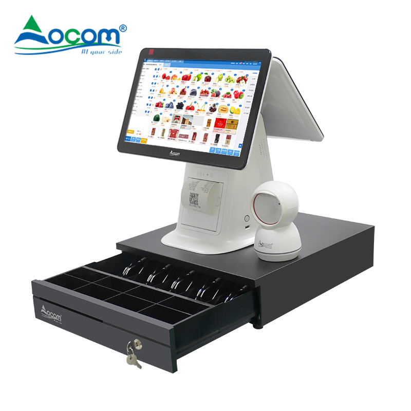 (POS-G156)8g ram 128g/256g ssd aluminum retail billing cashier printer all in one pos cash register machine pos terminal price