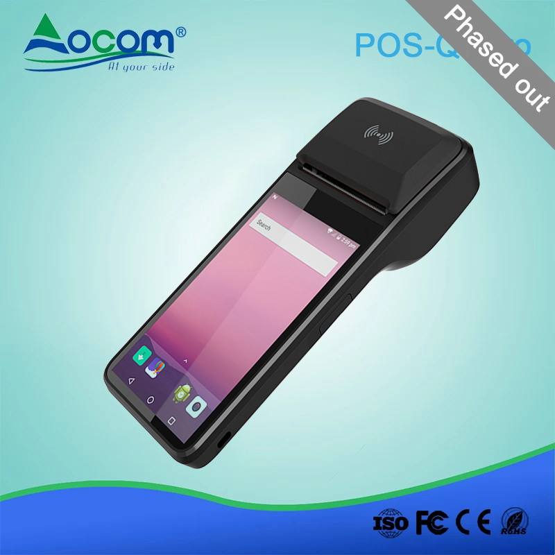 (POS-Q9Pro) 5,0-Zoll-HD-IPS-Bildschirm, Android 11, tragbar, ultradünn POS Terminal mit 58-mm-Thermodrucker, Scanner, NFC, Kamera und Lautsprecher