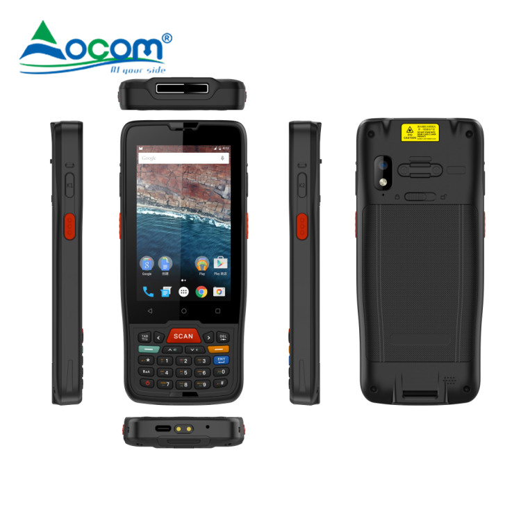 OCOM محطة بيانات صناعية محمولة بحجم 4 بوصات تعمل بنظام Android 9 مع محرك ثنائي الأبعاد عالي المستوى NFC لإدارة المستودعات