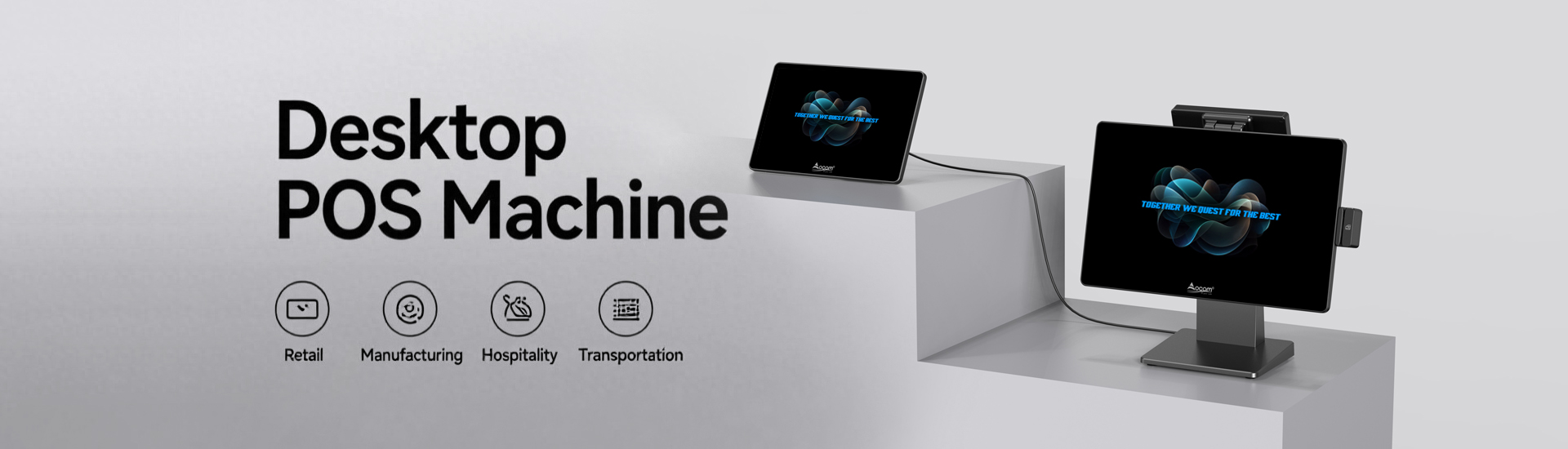 OCOM 15.6 inch one line connection POS, easily detachable secondary screen